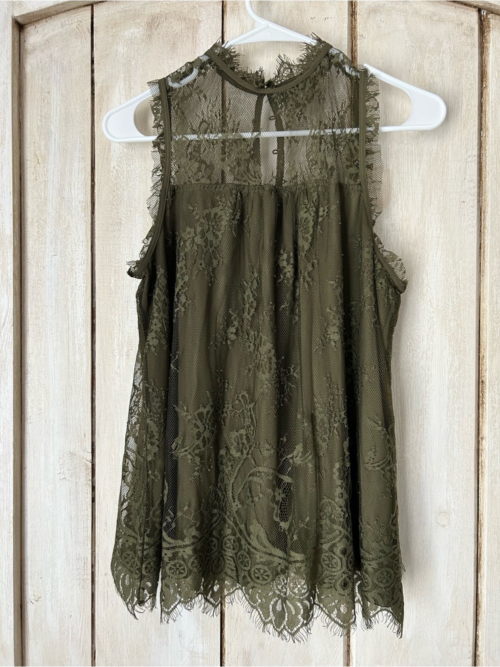Xhilaration Olive Green Lace-Detail Sleeveless Camisole